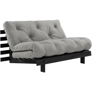 Karup Design Canape convertible ROOTS en pin massif noir avec matelas futon gris 140x200