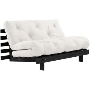 Karup Design Canape convertible ROOTS en pin massif noir avec matelas futon beige 140x200