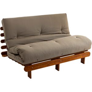 Terre de Nuit Ensemble matelas futon en coton et structure en bois massif noisette 160x200 Taupe