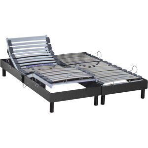 Someo Sommier électrique de relaxation tout lattes tissu anthracite 2x70x190 - Publicité