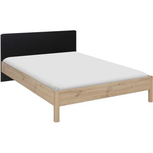 Terre de Nuit Lit enfant en bois imitation chêne clair et noir 140x190 - LT5051