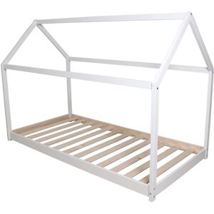 Terre de Nuit Lit cabane enfant en bois blanc 90x190 - LT14004