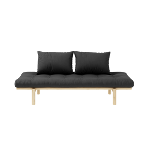 Karup Design Sofa en pin massif naturel matelas anthracite 75x200 + coussins 40x60 inclus