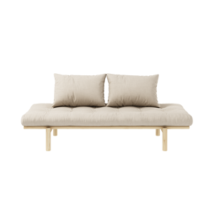 Karup Design Sofa en pin massif naturel matelas beige 75x200 + coussins 40x60 inclus