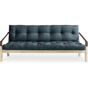 Karup Design Banquette convertible en pin naturel avec matelas futon bleu petrole