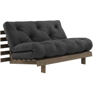 Karup Design Canape convertible ROOTS en pin massif fonce et matelas futon anthracite 140x200