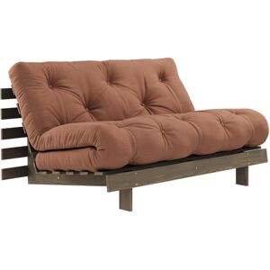 Karup Design Canape convertible ROOTS en pin massif fonce et matelas futon marron noisette 140x200