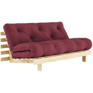 Karup Design Canape convertible ROOTS en pin massif naturel avec matelas futon bordeaux 160x200