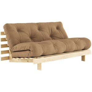 Karup Design Canape convertible ROOTS en pin massif naturel avec matelas futon marron 160x200