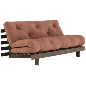 Karup Design Canape convertible ROOTS en pin massif fonce et matelas futon marron noisette 160x200