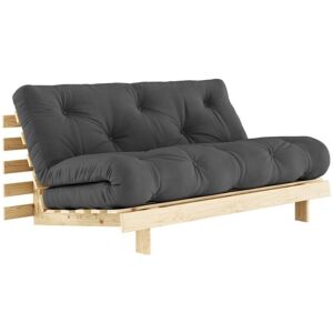 Karup Design Canape convertible ROOTS en pin massif naturel avec matelas futon anthracite 160x200