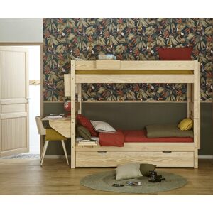 Ma Chambre d'Enfant Lit superposé enfant haut Kids  Bois naturel 90x200 cm