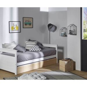 Ma Chambre d'Enfant Lit gigogne banquette enfant Mélo  Blanc et bois 80x200 cm