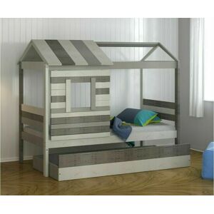 Ma Chambre d'Enfant Lit cabane enfant Tim  Blanc et gris clair 90x190 cm