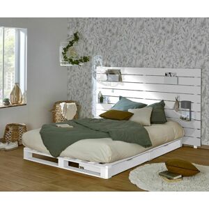 Ma Chambre d'Enfant Lit palette ado avec tête de lit Aro  Blanc 140x200 cm/Opt:4 tiroirs - Publicité