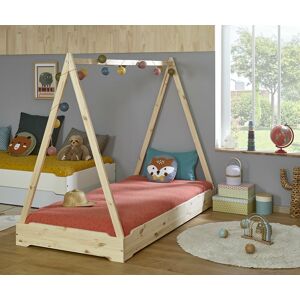 Ma Chambre d'Enfant Lit cabane enfant Happy  Bois naturel 90x190 cm