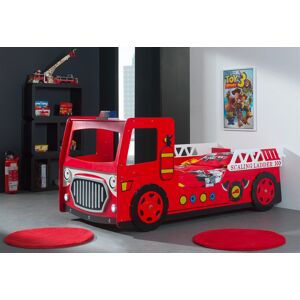 Vipack Lit pour Enfant en Bois 90 x 200 cm Camion de Pompier Rouge