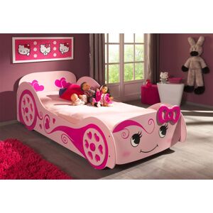 Vipack Lit Voiture Rose en Bois pour Enfant 90 x 200 cm Love Car