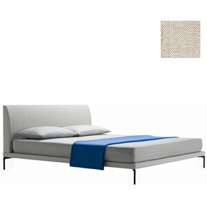 ZANOTTA lit deux personnes TALAMO avec pieds noir pour matelas 160 x 200 cm (24810 - Cat. 20 - VALE 37% Lin / 63% Coton)