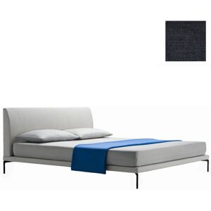 ZANOTTA lit deux personnes TALAMO avec pieds noir pour matelas 160 x 200 cm (24805 - Cat. 20 - VALE 37% Lin / 63% Coton)