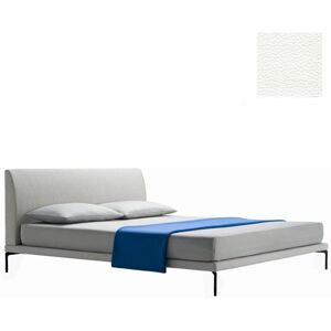 ZANOTTA lit deux personnes TALAMO avec pieds noir pour matelas 160 x 200 cm (0650 - Cat. 90 - cuir Scozia Fiore poli à l'émeri)