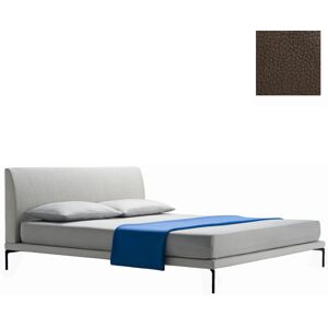 ZANOTTA lit deux personnes TALAMO avec pieds noir pour matelas 160 x 200 cm (0617 - Cat. 90 - cuir Scozia Fiore poli à l'émeri)