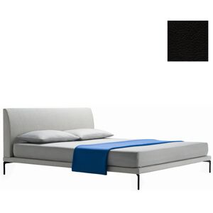 ZANOTTA lit deux personnes TALAMO avec pieds noir pour matelas 160 x 200 cm (0656 - Cat. 90 - cuir Scozia Fiore poli à l'émeri)