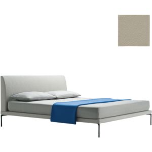 ZANOTTA lit deux personnes TALAMO avec pieds noir pour matelas 170 x 200 cm (Gris clair H 98 cm - Cat. 95 - Cuir Nappa)