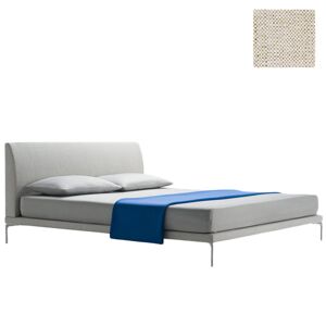 ZANOTTA lit deux personnes TALAMO avec pieds nickel satiné pour matelas 160 x 200 cm (24810 - Cat. 20 - VALE 37% Lin / 63% Coton)