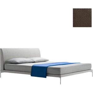 ZANOTTA lit deux personnes TALAMO avec pieds nickel satiné pour matelas 170 x 200 cm (0617 - Cat. 90 - cuir Scozia Fiore poli à l'émeri)