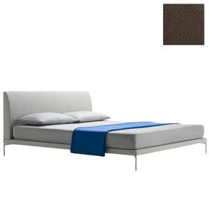 ZANOTTA lit deux personnes TALAMO avec pieds nickel satiné pour matelas 200 x 200 cm (0617 - Cat. 90 - cuir Scozia Fiore poli à l'émeri)