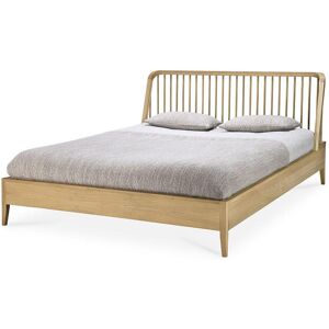 ETHNICRAFT lit SPINDLE pour matelas de 160x200 cm (Naturel - chêne)