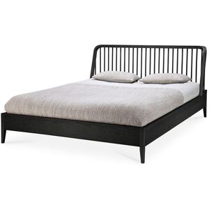 ETHNICRAFT lit SPINDLE pour matelas de 180x200 cm (Noir - chêne)