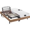 Vente-unique.com Lit électrique relaxation lattes et plots matelas mémoire de forme et bambou DAMYSOS de NATUREA - moteurs OKIN - 2 x 90 x 200 cm - Chêne