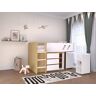 Vente-unique Lit combiné 90 x 190 cm avec bureau et rangements - Coloris : Naturel et blanc - SAGITI