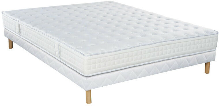 ESSENZIA Ensemble DELICE + Sommier Tradition + Pieds 100x200 STRETCH Mousse - Blanc