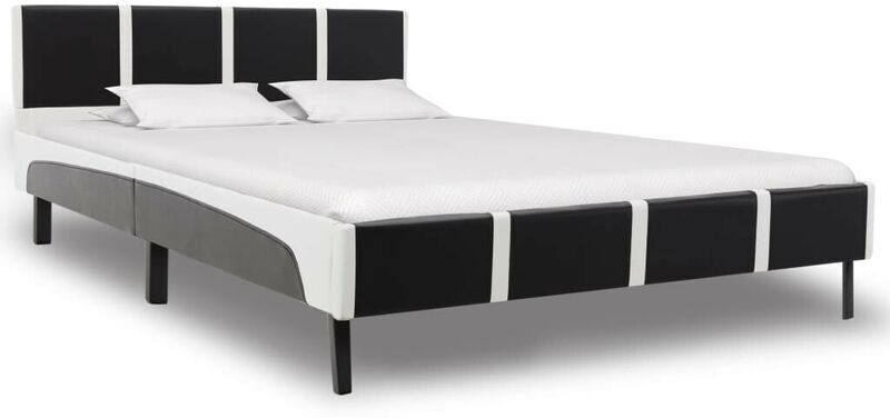 HOMMOO Cadre de lit Noir et blanc Similicuir 120 x 200 cm HDV22439 - Hommoo