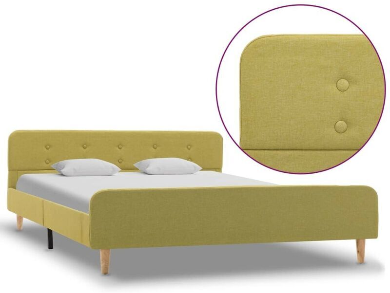 HOMMOO Cadre de lit Vert Tissu 140 x 200 cm HDV25215 - Hommoo