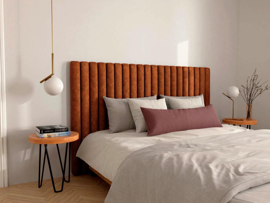 Vente-unique Tête de lit coutures verticales - 200 cm - Tissu - Terracotta - SARAH