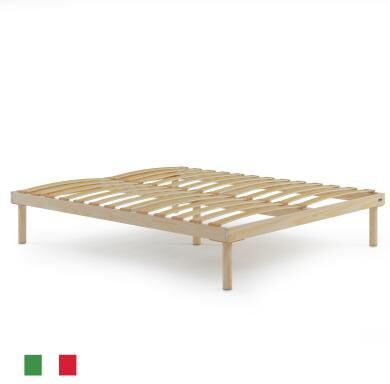 Mobili Fiver Sommier à lattes en bois grand lit français, 140x190, Hauteur totale 26 cm