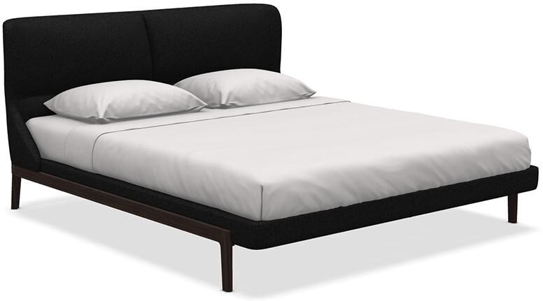 MOLTENI & C lit deux personnes FULHAM avec pieds eucalyptus pour matelas 180 x 200 cm (Kassandra K3795 - Tissu chenille Cat.K et bois massif [...]