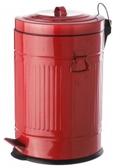 Wadiga Poubelle de Cuisine Rétro en Métal Rouge - 20L