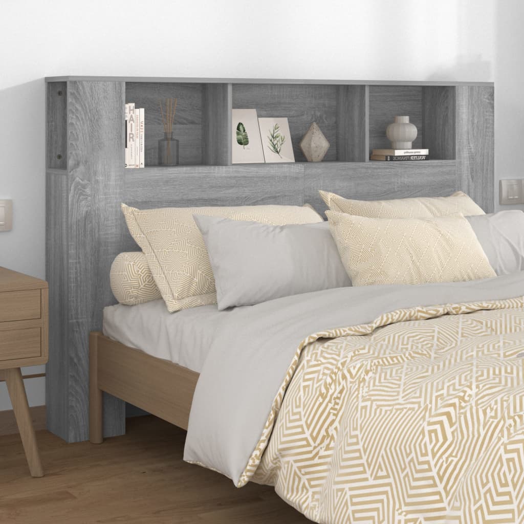 vidaXL Headboard Cabinet Grey Sonoma 160x18.5x104.5 cm