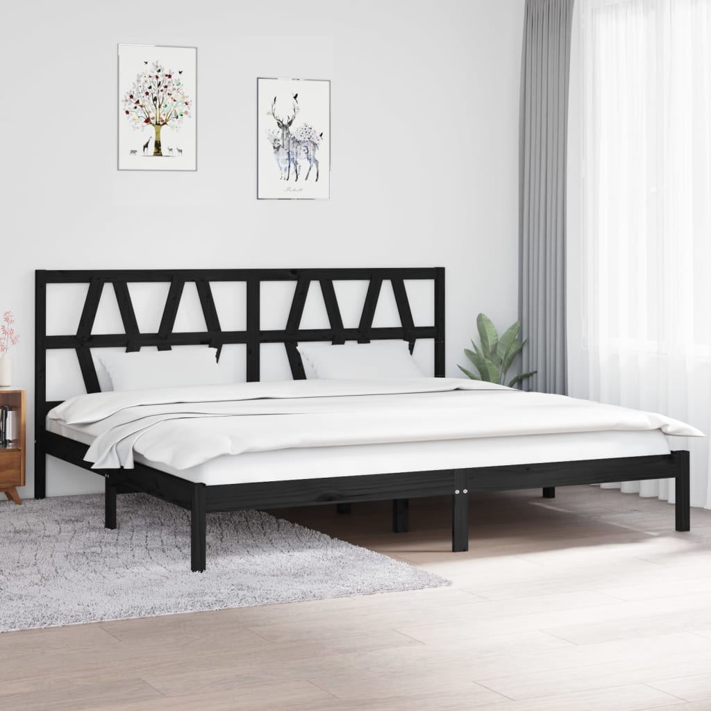 vidaXL Bed Frame Black Solid Wood Pine 200x200 cm