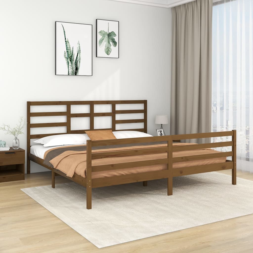 vidaXL Bed Frame Honey Brown Solid Wood 200x200 cm