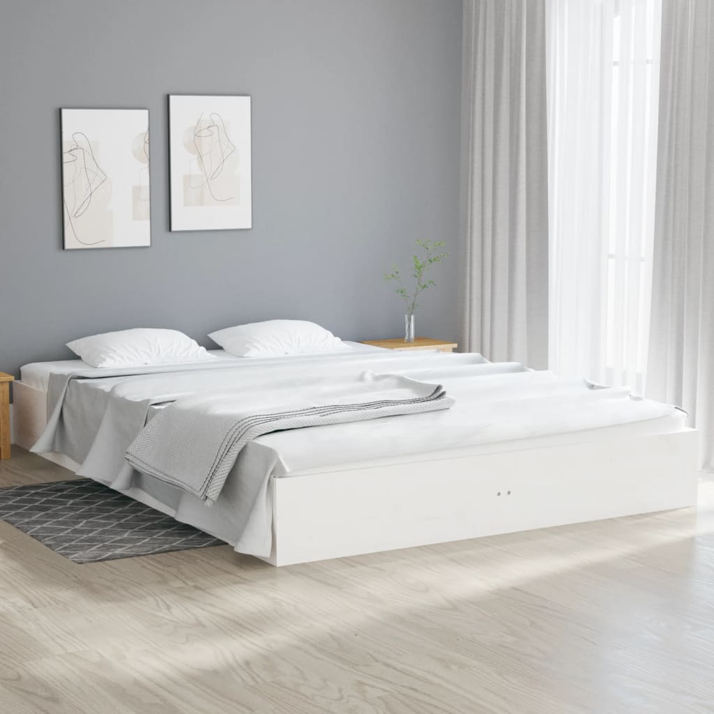 vidaXL Bed Frame White Solid Wood 120x200 cm