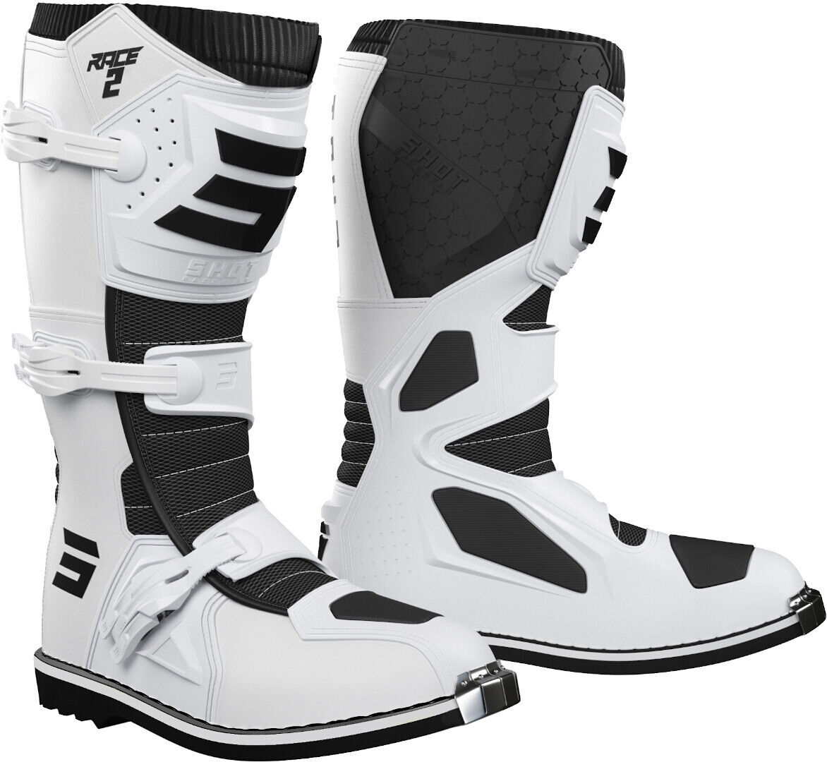 Shot Race 2 Motocross Boots  - Black White