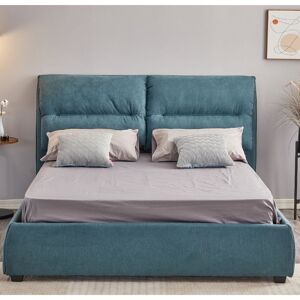 Toscohome Letto matrimoniale con contenitore rivestito in tessuto colore blu - Safira