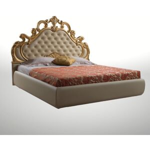 Toscohome Letto matrimoniale stile barocco con contenitore colore crema - Aleksandra