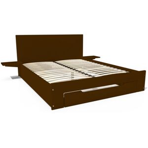 ABC MEUBLES Letto in legno Happy 2 posti con cassetto + comodini - 140x200 - Wengé